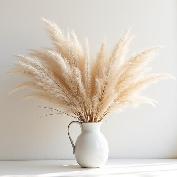 Composizione elegante con fiori secchi e pampas.